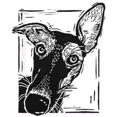 a black and white drawing of a dog