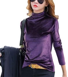 PRICES MAY VARY. Size：S=US（2-4），M=US（4-6），L=US（6-8），XL=US（8-10），2XL=US（10-12） Velvet long sleeve casual velour tops shirts spring fall winter tops blouse fashion 2021 basic work casual turtleneck top wine Soft semi-high collar; Regular fit Regular thickness, suitble for spring, fall casual business work wear Length: 26.38"-30.31"/67-77 cm US Size. The size is small. Please buy a size larger than usual SIZE CHARTXS------Chest: 33.86''(86 cm)S------Chest: 35.43''(90 cm)M------Chest: 37''(94 cm)L-- Mock Neck And T Shirt, Crushed Velvet Top, Casual Turtleneck, Velour Tops, Jumpsuit Chic, Velvet Shirt, Eve Outfit, Y2k Aesthetic Outfits, Turtleneck Long Sleeve