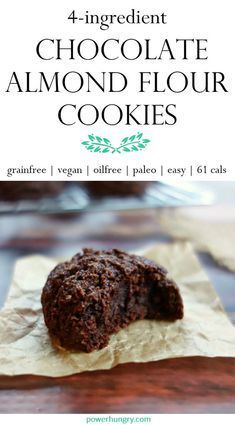 chocolate almond flour cookies with text overlay