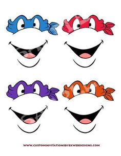 four cartoon fish with different expressions on their faces, each smiling and making a funny face