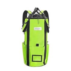 the back pack is bright green and has black trimmings on the bottom part