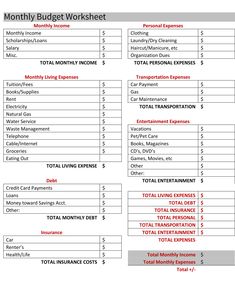 a printable worksheet for the family budget sheet