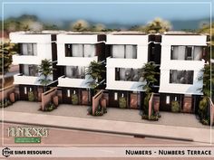 an artist's rendering of a three - story apartment building with palm trees on each floor