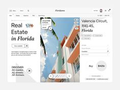 the real estate in florida website is displayed on a computer screen with an orange and white building