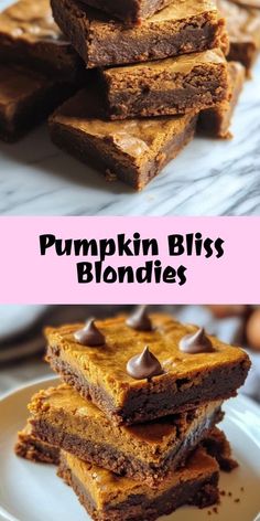 pumpkin bliss blondies stacked on top of each other