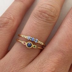 Nontraditional Promise Rings, Ring With Inset Stones, Birthstones By Month Rings, Real Gemstone Jewelry, Non Traditional Engagement Rings Sapphire, Rose Gold Simple Engagement Ring, Dainty Gemstone Ring, Gold Rings Dainty, Gold Gemstone Jewelry