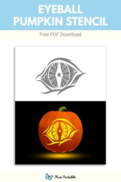 an eyeball pumpkin stencil is shown with the text free printables