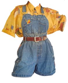 Yellow Summer Outfits, Short Overalls Outfit, Overall Shorts Outfit, Cute Overall Outfits, Overall Outfit, Hot Weather