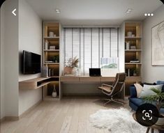 a living room filled with furniture and a flat screen tv on top of a wooden desk