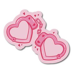 two pink heart shaped key chains with hearts on them