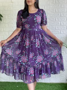 For booking WhatsApp 8078905887 Printed Long Frocks, Stylish Kurtis Design