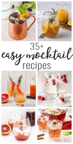 the cover of 35 easy and tasty cocktail recipe book with pictures of different drinks