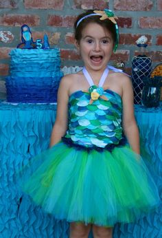 This would be such a cute outfit for the bday girl to wear for a mermaid themed birthday! love it! Mermaid Birthday Party Dress, Lil Mermaid, Pirates And Mermaids