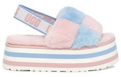 UGG Disco Checker 1113490-PSTR Pink Pride, New Uggs, Ugg Slides, Blue Slippers, Slides Women, Ugg Slippers, Kids Uggs, Pink Sandals, Slides Shoes