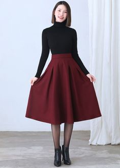 Wool Skirt Red Midi Wool Skirt A Line Wool Skirt High - Etsy Retro A-line Winter Skirt, Red Pleated Skirt For Fall, Red Long Skirt For Fall, Retro Red Skirt For Fall, Red Full Skirt For Fall, Red Winter Midi Skirt, Red Midi Skirt For Winter, Red Knee-length Skirt For Fall, Red A-line Skirt For Fall