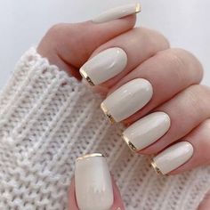 Gold Nail, Her Nails, Bride Nails, Nails French, French Wedding