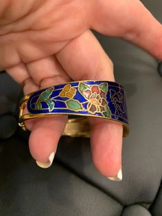 Lot of 3 Vintage Cloisonné Enamel Pieces - Bracelet and Two Pendants | eBay Cloisonne Enamel Jewelry Vintage, Elegant Hand Painted Bracelet, Collectible Enamel Bangle Jewelry, Vintage Enamel Bangle Jewelry, Vintage Enamel Bangle Gift, Vintage Enamel Bangle For Gift, Vintage Enamel Bangle As A Gift, Vintage Enamel Bangle As Gift, Blue Enamel Bangle Gift