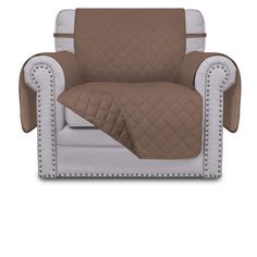 a chair with a brown and white cover on it for $ 79 98 is up for sale