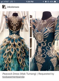 Peacock Dress, Fantasy Dresses, Fantasy Gowns, Fantasy Dress, Gorgeous Gowns, Fantasy Fashion, Beautiful Gowns