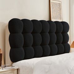 Designed specifically for queen-sized beds, our headboard is the epitome of regality. The generous proportions perfectly complement your queen-sized mattress, creating a harmonious and balanced aesthetic in your bedroom. Upgrade your sleeping experience to a royal affair with our queen-sized Teddy Velvet Headboard.【Luxurious Teddy Velvet】 Indulge in the plush embrace of our premium Teddy Velvet fabric. Soft to the touch and visually stunning, it adds a rich and inviting texture to your bedroom. Custom Headboards For Beds, Modern Black White Bedroom, Velcro Headboard, Cozy Headboard Ideas, Black And White Bedsheets, Black Room Ideas Aesthetic, Black And Grey Bedroom Decor, Aesthetic Headboard, Black Room Decor Bedroom