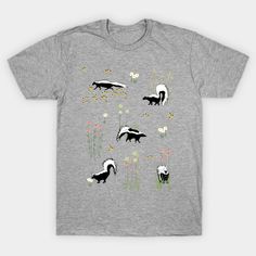 Adorable skunks in a field of wildflowers. -- Choose from our vast selection of Crewneck and V-Neck T-Shirts to match with your favorite design to make the perfect graphic T-Shirt. Pick your favorite: Classic, Boxy, Tri-Blend, V-Neck, or Premium. Customize your color! For men and women. Animal T Shirt, Field Of Wildflowers, Animal Tshirt, Wild Flowers, V Neck T Shirt, Graphic T Shirt, Graphic Tshirt, Men And Women, For Men