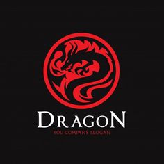 the dragon logo is red and black