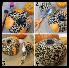 how to make a leopard print pumpkin