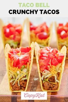 taco bell crunchy tacos on a cutting board with the title above it