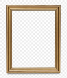 an empty gold frame on a transparent background