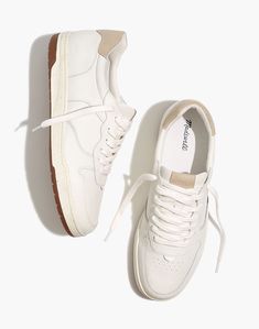 Court Sneakers in Colorblock Leather and Suede Business Casual Sneakers, Madewell Sneaker, Office Sneakers, Suede Shoes Women, Girls High Heels, Madewell Shoes, Everyday Shoes, Rubber Shoes, Retro Sneakers