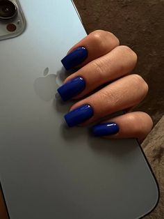 Dark Blue Acrylic Nails Square, Solid Color Short Square Nails, Dark Blue Oval Acrylic Nails, Gel Nails Ideas Solid Color, Square Dark Blue Nails, Square Navy Blue Nails, Deep Blue Nails Acrylic, Navy Square Nails, Navy Blue Square Acrylic Nails