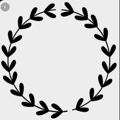 a black and white silhouette of a wreath with leaves in the center on a white background