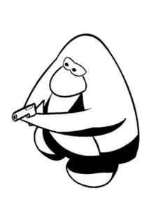 an image of a cartoon character holding a pencil in his hand and writing on it