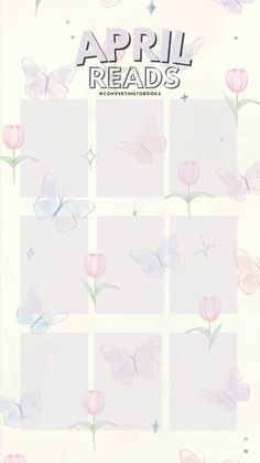 an image of flowers and butterflies with the words spring reads written in white on it