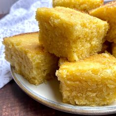 several pieces of cornbread on a plate