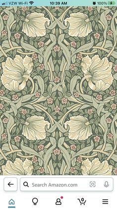 an art nouveau wallpaper with flowers and leaves on green, beige and yellow colors