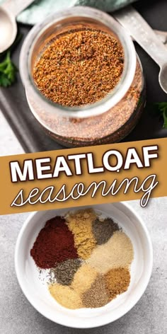 meatloaf seasoning in a bowl with the title overlay reading meatloaf seasoning