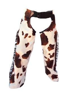 a cow print scarf with fringes on it