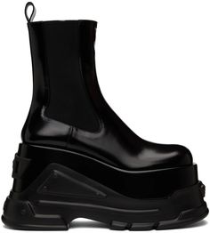 Versace: Black Medusa Anthem Platform Boots | SSENSE Versace Boots, Platform Boots Black, Black Medusa, Mode Shoes, Square Toe Shoes, Versace Shoes, Black Platform Boots, Medusa Head, Aesthetic Shoes