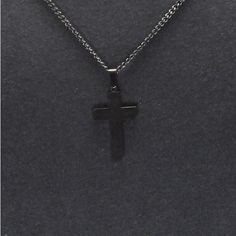 Mens Polished And Brushed Finished Black Stainless Steel Cross Pendant With 24" Curb Chain Stainless Steel Cross Pendant, Steel Cross, Mens Accessories Jewelry, Blackjack, Black Stainless Steel, Curb Chain, Cross Pendant, Mens Accessories, Man Shop