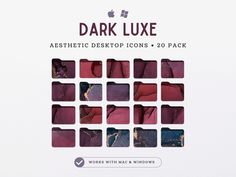 the packaging for dark luxe is shown with different colors and shapes on it