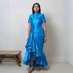 Becca dress Evening Gala, Graceful Movement, Satin Hands, Silhouette Design, Self Discovery, Luxury Fabrics, Turquoise Blue, Model Height, Formal Occasion