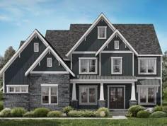 this is an artist's rendering of the front elevation of these craftsman - style home plans