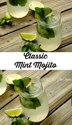 two shots of mojita with mint and lime