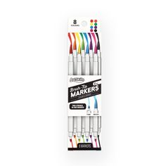 four different colored markers are in the packaging for each one's own markers