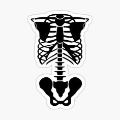 a black and white skeleton sticker on a white background