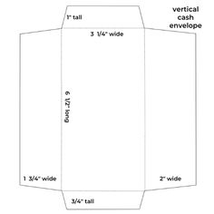 an envelope is cut out to show the size and measurements for each card, which includes three