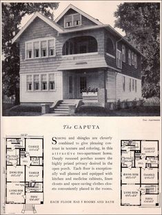 an old house is featured in this advertisement for the caputa homes, which was built