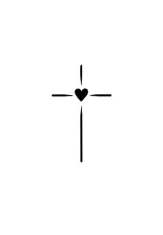 a cross with a heart in the center on a white background, symbolizing faith