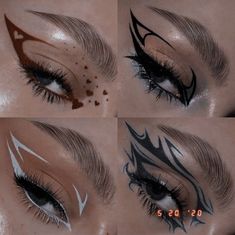 Edgy Graphic Liner, Brown Graphic Liner, Cool Eyeliner Ideas, Graphic Liner Ideas, Eyeliner Art, Aesthetic Eyeliner, Eyeliner Aesthetic, Maquillaje Aesthetic